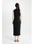 Bodycon Vücudu Saran Basic Düz Yarım Balıkçı Yaka Siyah Kolsuz Midi Elbise 10