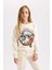 Kız Çocuk Ekru Scooby Doo Relax Fit Bisiklet Yaka Sweatshirt D2827A824WN 7