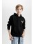 Erkek Çocuk Baskılı Kapüşonlu Siyah Sweatshirt D3032A824WN 9