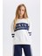 Kız Çocuk Oversize Geniş Kalıp Bisiklet Yaka Baskılı Sweatshirt D3806A824WN 7