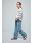 Kız Çocuk Wide Leg Kargo Cepli Geniş Bol Paça Jean Pantolon D3718A824WN 11