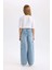 Kız Çocuk Wide Leg Kargo Cepli Geniş Bol Paça Jean Pantolon D3718A824WN 20