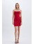 Bodycon Kare Yaka Kırmızı Askılı Mini Elbise D3265AXNS 16