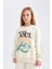 Kız Çocuk Oversize Geniş Kalıp Bisiklet Yaka Baskılı Sweatshirt D2880A824WN 7