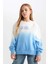 Kız Çocuk Oversize Geniş Kalıp Bisiklet Yaka Degrade Baskılı Sweatshirt D2887A824WN 7