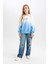 Kız Çocuk Oversize Geniş Kalıp Bisiklet Yaka Degrade Baskılı Sweatshirt D2887A824WN 8