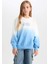 Kız Çocuk Oversize Geniş Kalıp Bisiklet Yaka Degrade Baskılı Sweatshirt D2887A824WN 9