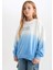 Kız Çocuk Oversize Geniş Kalıp Bisiklet Yaka Degrade Baskılı Sweatshirt D2887A824WN 10