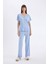 Pijama Takım V Yaka Düğmeli Kısa Kollu Üst Beli Lastikli Alt-Fall in Love D3182AX24AU 6
