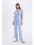 Pijama Takım V Yaka Düğmeli Kısa Kollu Üst Beli Lastikli Alt-Fall in Love D3182AX24AU 7