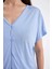 Pijama Takım V Yaka Düğmeli Kısa Kollu Üst Beli Lastikli Alt-Fall in Love D3182AX24AU 10