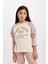 Kız Çocuk Pijama Takım Baskılı Uzun Kollu Üst Beli Lastikli Uzun Alt D3726A824AU 10