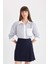 Normal Bel Pileli Basic Düz Lacivert Klasik Mini Etek 8