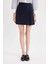 Normal Bel Pileli Basic Düz Lacivert Klasik Mini Etek 10