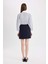 Normal Bel Pileli Basic Düz Lacivert Klasik Mini Etek 12