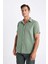 Regular Fit Yazlık Polo Yaka Pamuklu Basic Düz Kısa Kollu Gömlek D1057AX24SM 9