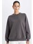 Oversize Geniş Kalıp Bisiklet Yaka Kalın Basic Düz Sweatshirt V2697AZ24WN 7