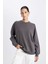 Oversize Geniş Kalıp Bisiklet Yaka Kalın Basic Düz Sweatshirt V2697AZ24WN 10