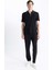 Slim Fit Dar Kesim Polo Yaka Kısa Kollu Fitilli Kaşkorse Yarım Fermuarlı Siyah Tişört D3948AX24SM 8