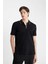 Slim Fit Dar Kesim Polo Yaka Kısa Kollu Fitilli Kaşkorse Yarım Fermuarlı Siyah Tişört D3948AX24SM 10
