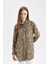 Regular Fit Gömlek Yaka Leopar Desenli Uzun Kollu Gömlek Tunik D4097AX24AU 9