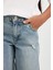Kız Çocuk Wide Leg Jean Pantolon Yırtık Detaylı Cepli Geniş Bol Paça D3371A824WN 10