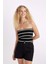 Slim Fit Dar Kesim Çizgili Straplez Bluz D4232AX24HS 9