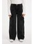 Kız Çocuk Wide Leg Kargo Cepli Geniş Bol Paça Antrasit Jean Pantolon D3383A824WN 12
