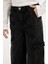 Kız Çocuk Wide Leg Kargo Cepli Geniş Bol Paça Antrasit Jean Pantolon D3383A824WN 13