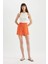 Relax Fit Paperbag Bel Geniş Paça Keten Karışımlı Şort D3944AX24SM 7