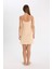 Askılı Diz Üstü Ten Rengi Kombinezon-Fall in Love D4429AXNS 12