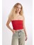 Slim Fit Dar Kesim Basic Düz Straplez Bluz D4231AX24HS 10