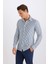 Slim Fit Dar Kesim Polo Yaka Çizgili Uzun Kollu Gömlek D4563AX24AU 8