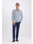 Slim Fit Dar Kesim Polo Yaka Çizgili Uzun Kollu Gömlek D4563AX24AU 9