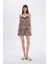 Saten Pijama Takımı Leopar Desenli Askılı Üst Beli Lastikli Şort-Fall in Love D4406AX24HS 9