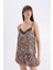Saten Pijama Takımı Leopar Desenli Askılı Üst Beli Lastikli Şort-Fall in Love D4406AX24HS 11