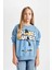 Kız Çocuk Mavi Looney Tunes Oversize Geniş Kalıp Bisiklet Yaka Sweatshirt D2982A824AU 7