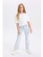 Kız Çocuk Okul Flare Fit İspanyol Paça Cepli Jean Pantolon D3523A824WN 8