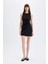 Bodycon Vücuda Oturan Bisiklet Yaka Drapeli Basic Düz Kolsuz Mini Siyah Elbise D3065AX24AU 8