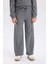 Kız Çocuk Antrasit Wide Leg Geniş Bol Paça Beli Lastikli Cepli Eşofman Altı D4640A824WN 10