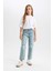 Kız Çocuk Okul Mom Fit Yırtık Detaylı Dar Paça Jean Pantolon D3524A824WN 7