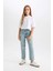 Kız Çocuk Okul Mom Fit Yırtık Detaylı Dar Paça Jean Pantolon D3524A824WN 8