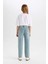 Kız Çocuk Okul Mom Fit Yırtık Detaylı Dar Paça Jean Pantolon D3524A824WN 12