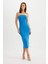 Bodycon Vücudu Saran Straplez Fitilli Kaşkorse Midi Abiye Elbise D4440AX24HS 8