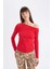 Kırmızı Slim Fit Dar Kesim Tek Omuzlu Ribana Basic Düz Uzun Kollu Tişört D4970AX24AU 11