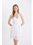 Coool Yuvarlak Yaka Beyaz Kalın Askılı Mini Elbise D5005AX24HS 13