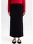 Regular Fit Beli Lastikli Basic Düz Siyah Triko Maxi Etek D2526AX24WN 10