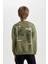 Erkek Çocuk Oversize Geniş Kalıp Bisiklet Yaka Sırt Baskılı Sweatshirt D3964A824WN 14