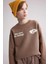 Erkek Çocuk Oversize Geniş Kalıp Bisiklet Yaka Baskılı Sweatshirt D3968A824WN 13
