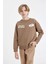 Erkek Çocuk Oversize Geniş Kalıp Bisiklet Yaka Baskılı Sweatshirt D3968A824WN 16